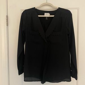 Anthropologie /HD Paris Light Blue Button Down Ruffle